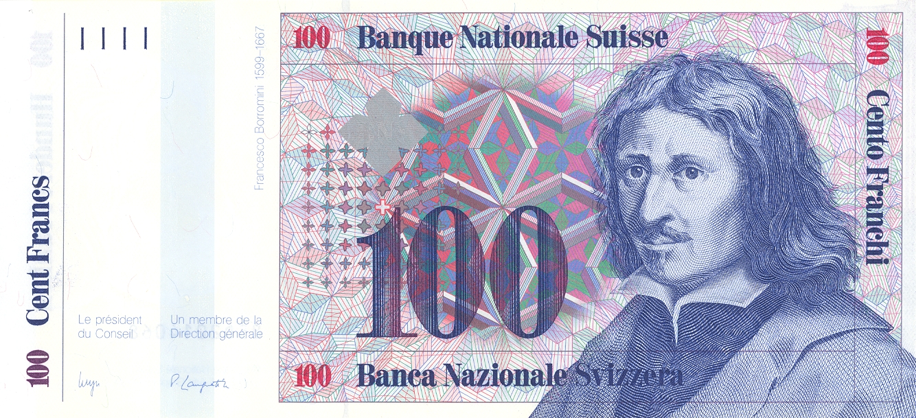 Borromini sur le billet de 100 francs de la 7ème série