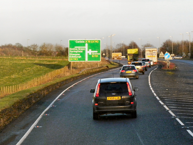 File:Eastbound A75 approaching Gretna - geograph.org.uk - 3360977.jpg