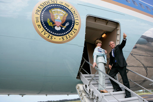 File:George and Laura Bush board Air Force One.jpg