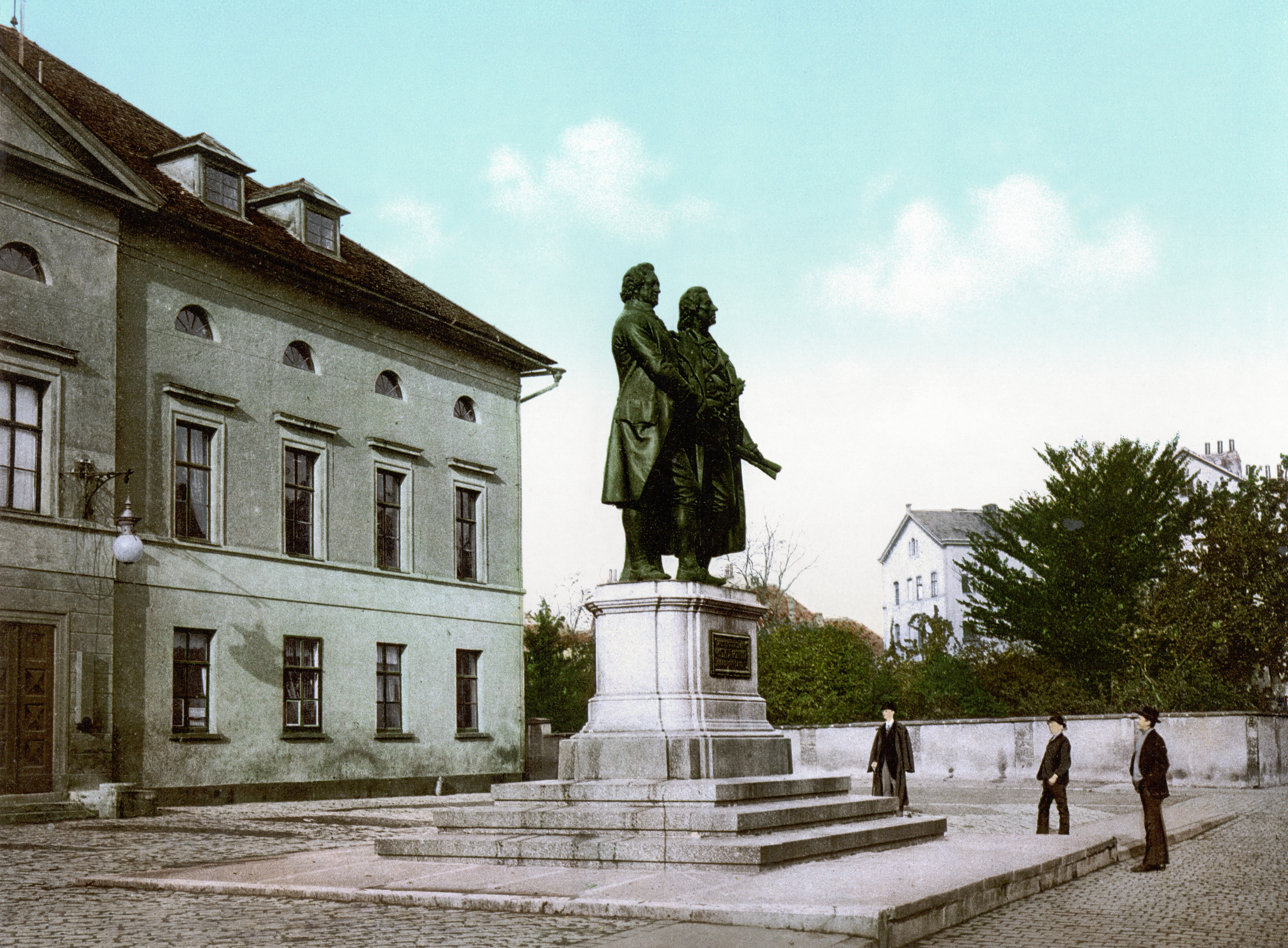 Postkarte Mit Antwortkarte Goethe Schiller Denkmal