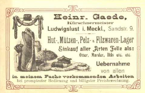 File:Heinrich Gaede, Furrier in Ludwigslust, Mecklenburg, advertisement.jpg