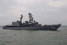 JDS Yugiri anchored in the Solent, as part of the Trafalgar 200 celebrations.