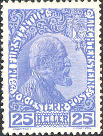 A 1912 stamp of Liechtenstein. Johann II. Briefmarke (Ausgabe 1912-1916).jpg