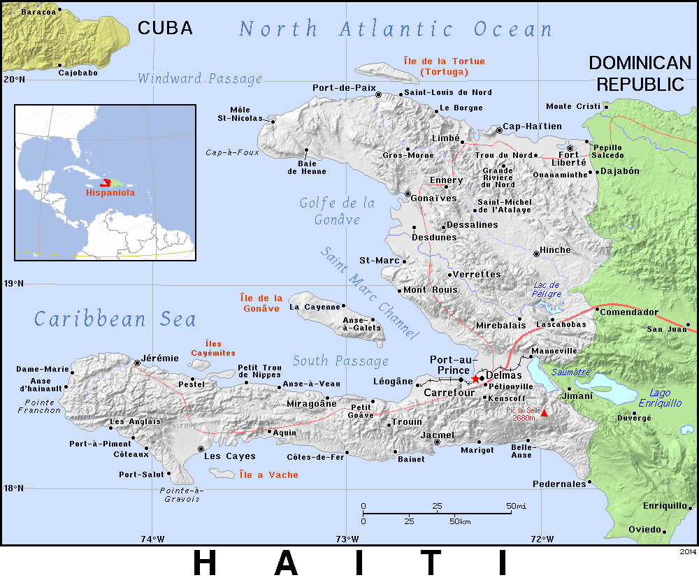 Карта страны гаити