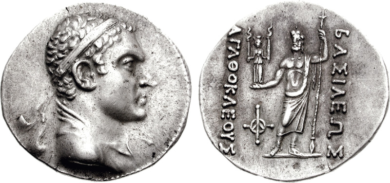 File:Coin of the Bactrian king Agathokles.jpg