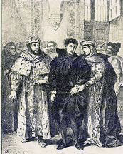 Заявление Гамлета, что его тёмная одежда — это внешний признак его внутренней скорби, демонстрирует хорошие способности в риторике (иллюстрация Эжена Делакруа, 1834).