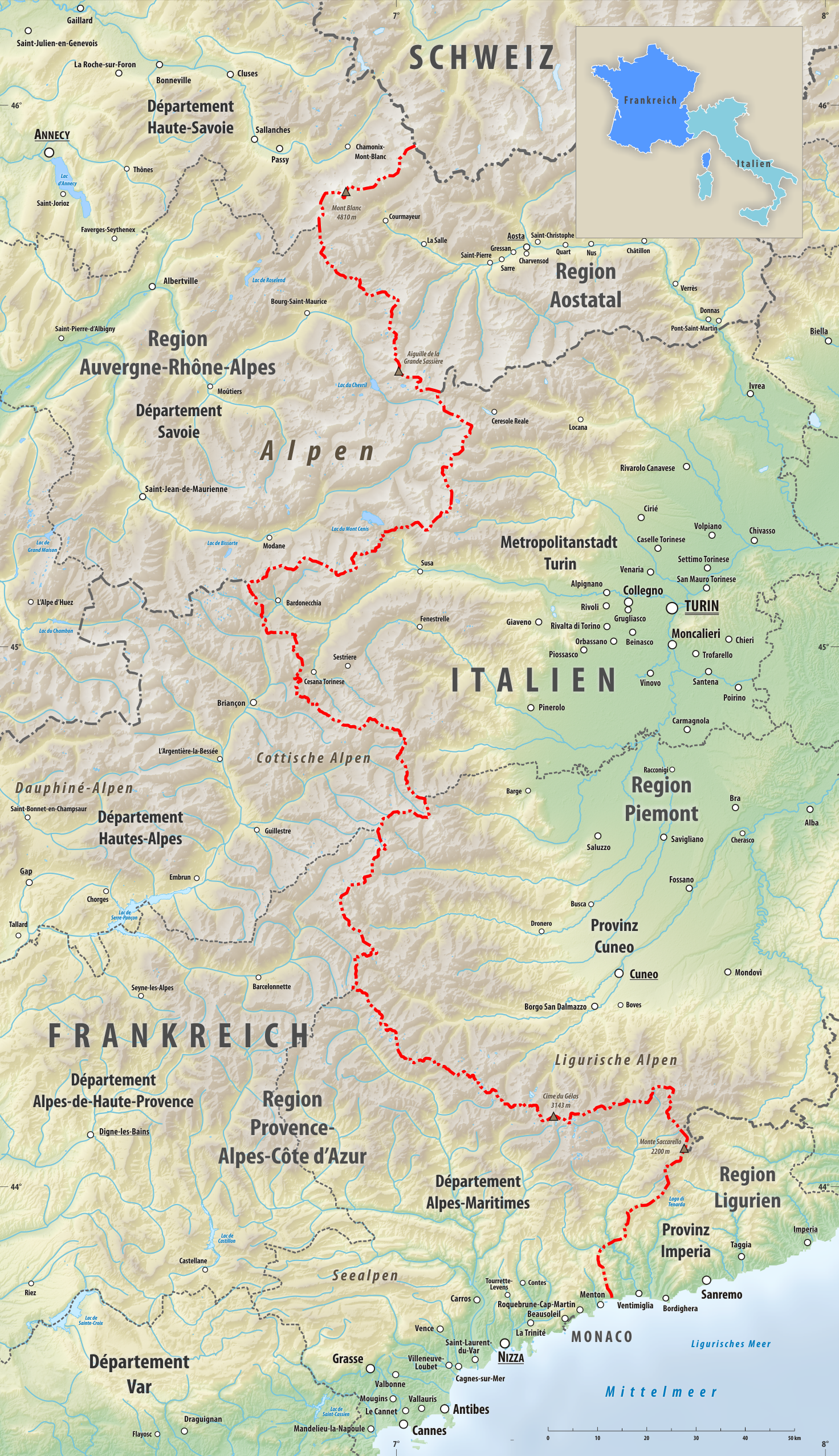 carte france italie du nord