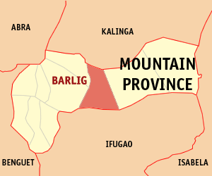Mapa han Mountain Province nga nagpapakita kon hain nahimutang an Barlig