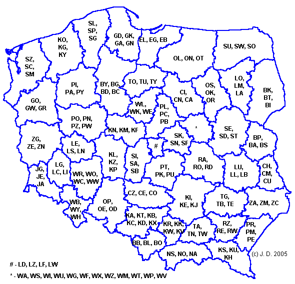 Sarjan 1976–2000 ensimmäiset kirjaimet osoittavat alueen