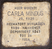 Stolpersteine Kornstr 5 Carla Mindus