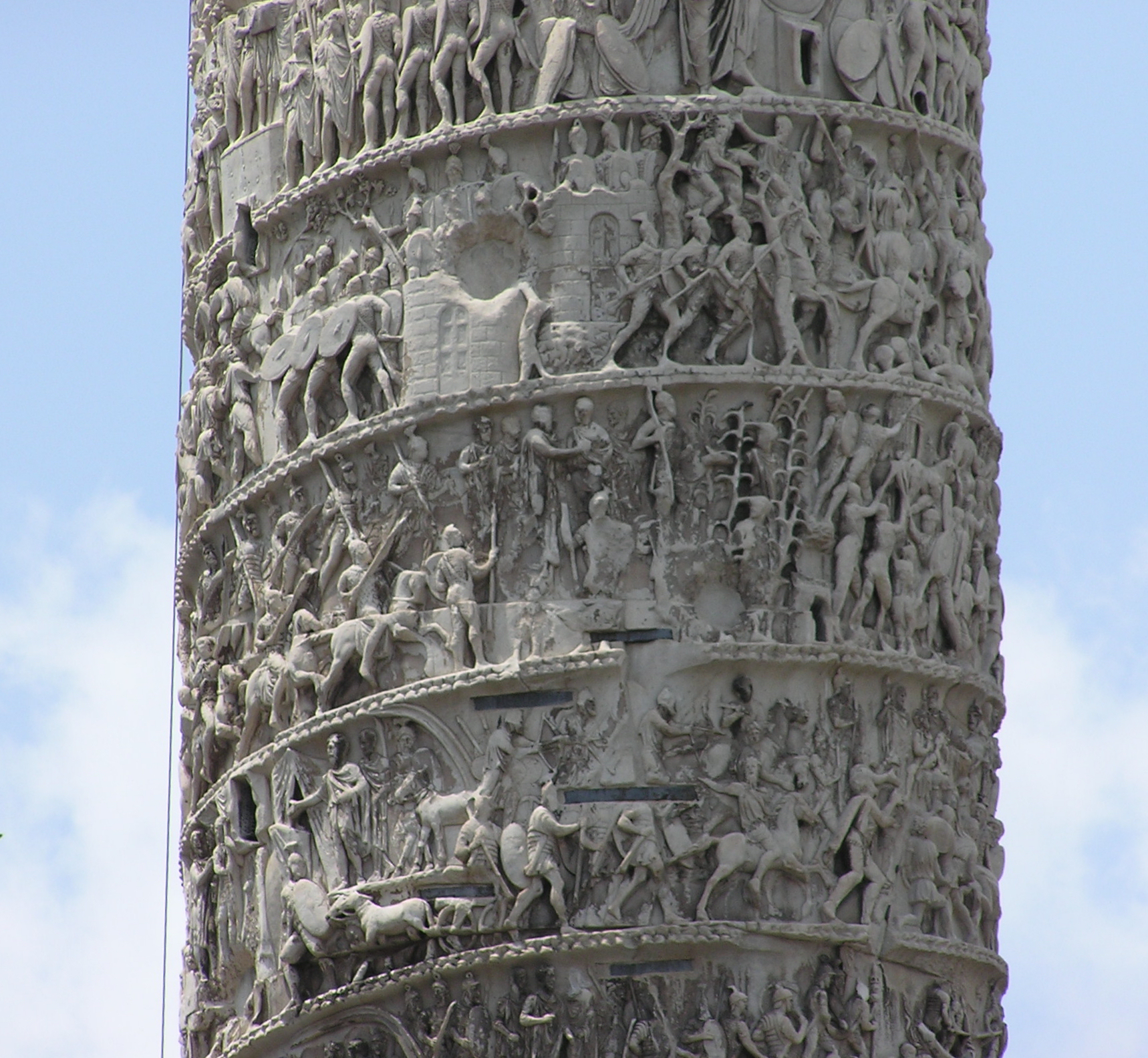 Column of Marcus Aurelius, a Roman bas-relief in details