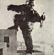 A publicity still of Isamu Yamaguchi playing King Kong on stage from Wasei Kingu Kongu. Kingkongedo38.jpg