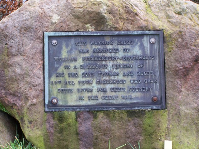 File:Plaque attached to the base of the cross at Clayton. - geograph.org.uk - 1125726.jpg