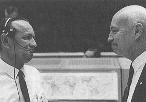 Chris Kraft and Robert R. Gilruth pictured in Mission Control Center