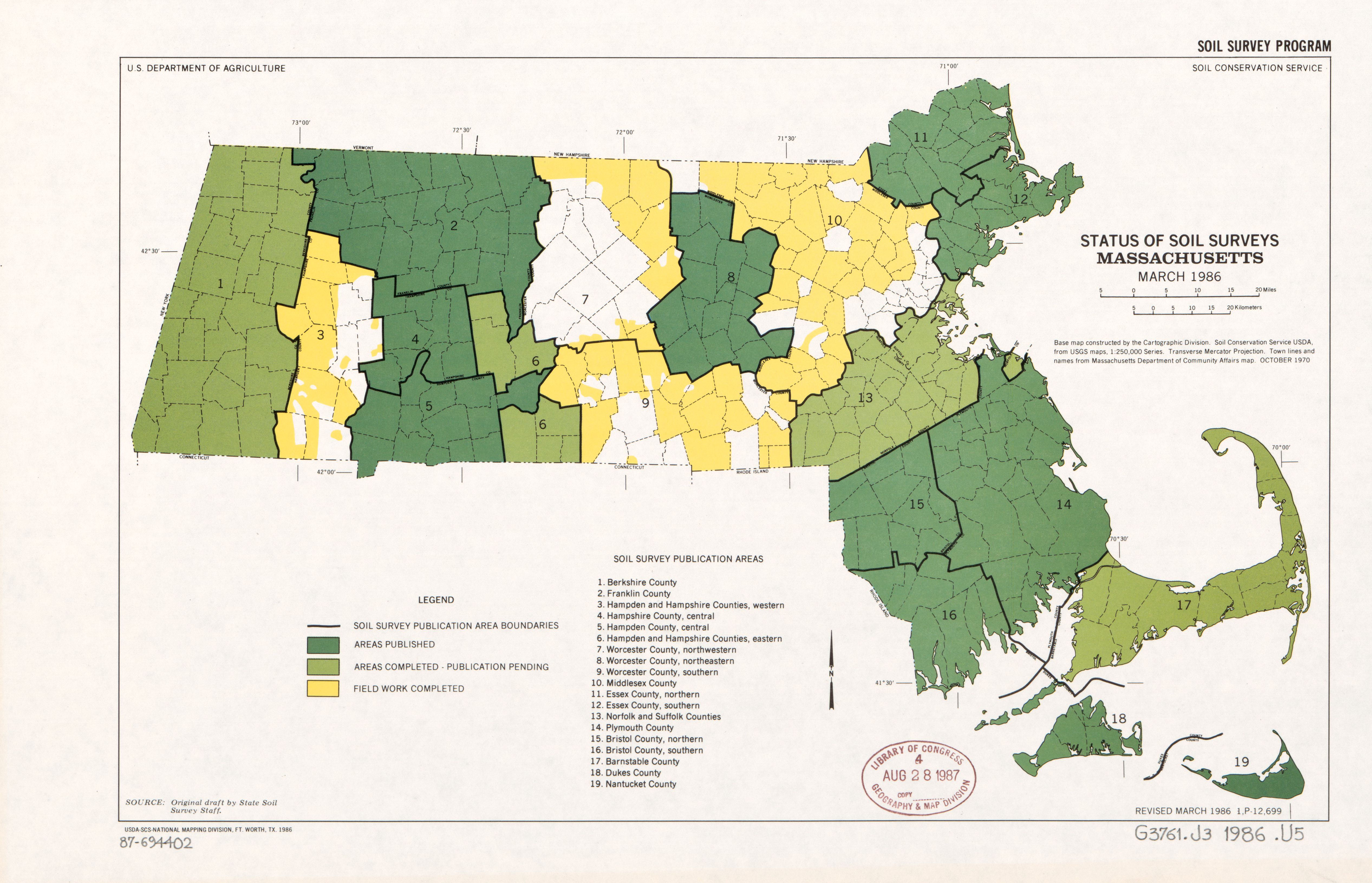 Soil survey. Карта 1986. Map in 1986.