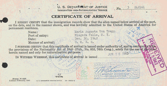 File:US certificate of arrival for Maria von Trapp.jpg