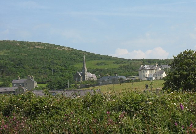 View north towards Llanrhuddlad Church and the Church Bay Hotel - geograph.org.uk - 1376381