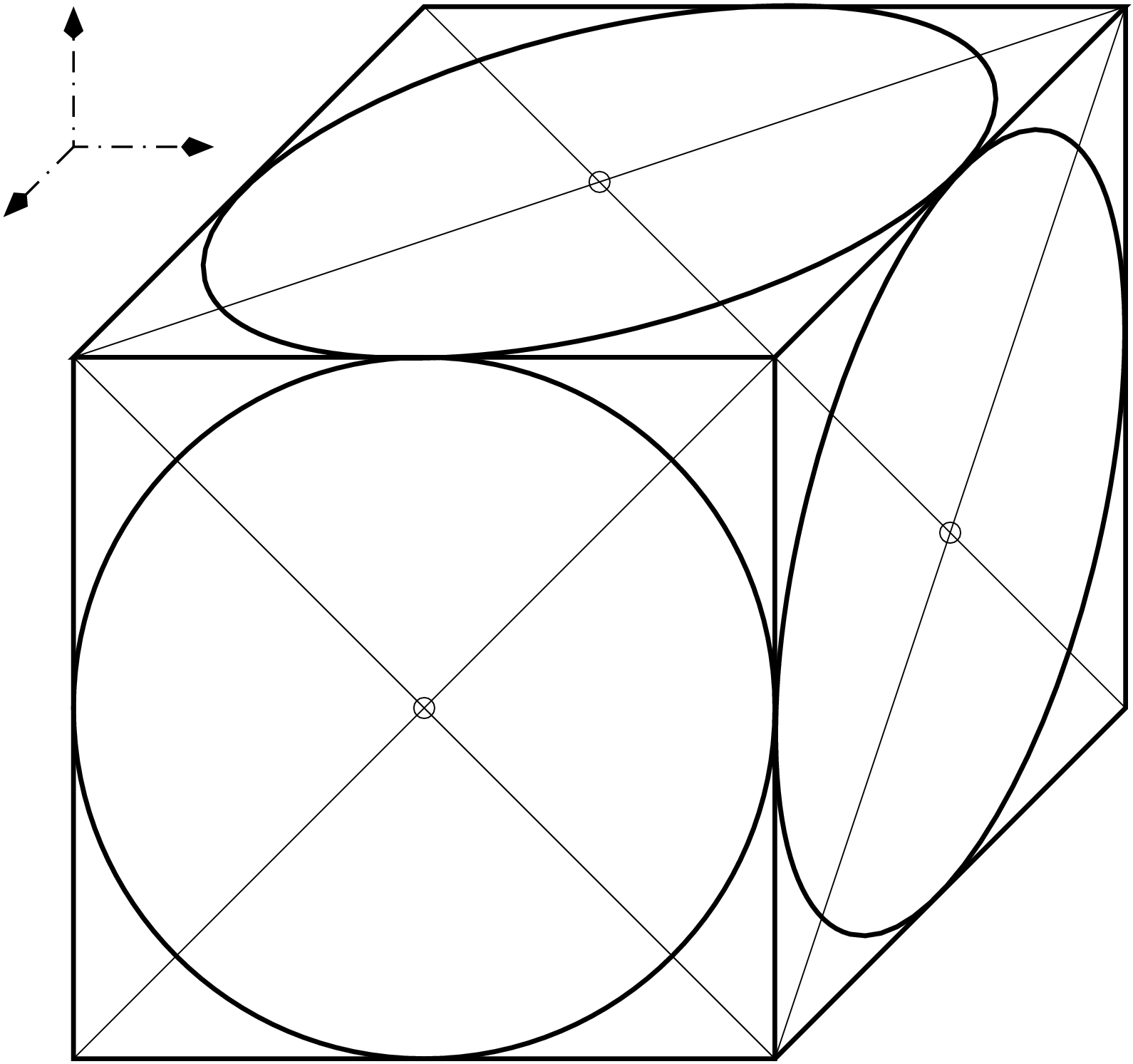 Axonometric projection. Kreise.