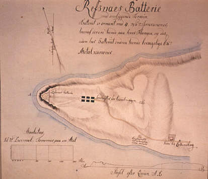 File:Map of the batteries atop the Røsnæs peninsula (Reefness) in 1808.jpg