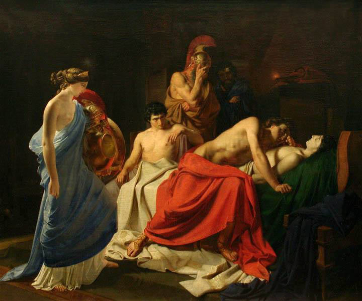 Amazing Historical Photo of Achilles Lamenting  Death of Patroclus with Nikolai Ge in 1855 