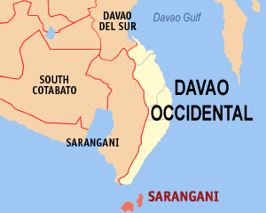 Mapa han Davao Occidental nga nagpapakita kon hain nahamutangan an Sarangani
