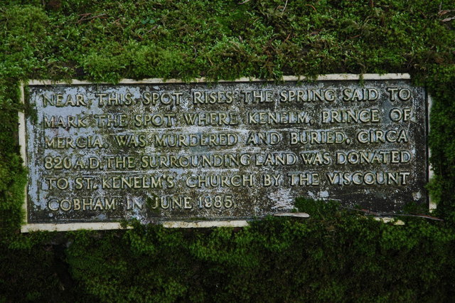 File:Plaque by St Kenelm's Spring - geograph.org.uk - 673182.jpg