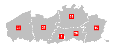Number of seats per constituency in Flanders