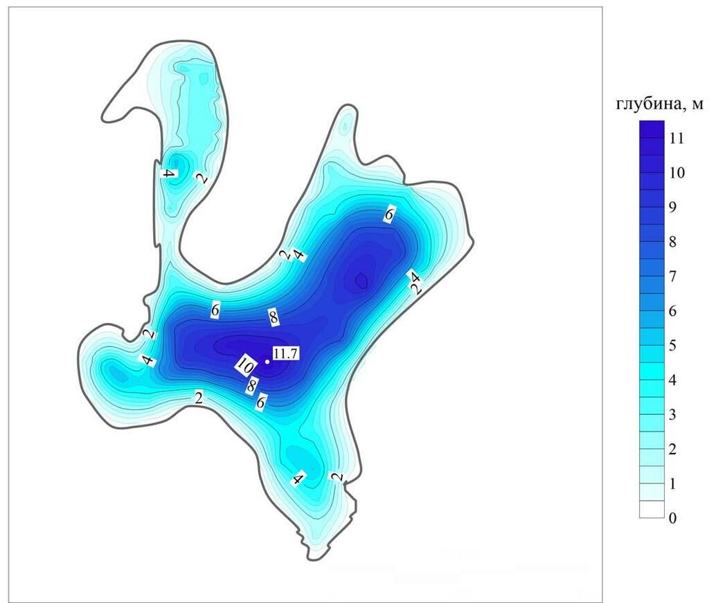 Карта глубины озера