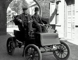 Thomas Edison on his 1903 Electric Studebaker, the first of the electric automobiles