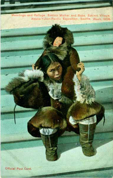 File:Eskimo mother and child seated on the steps of the Eskimo village, Alaska-Yukon-Pacific Exposition, Seattle, Washington, 1909 (AYP 1327).jpg