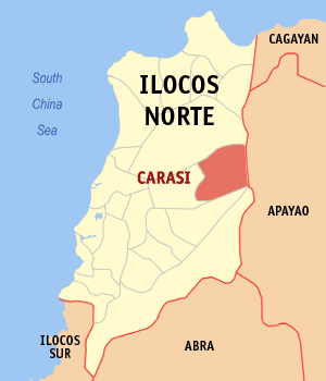 Mapa han Ilocos Norte nga nagpapakita kon hain nahamutang an Carasi