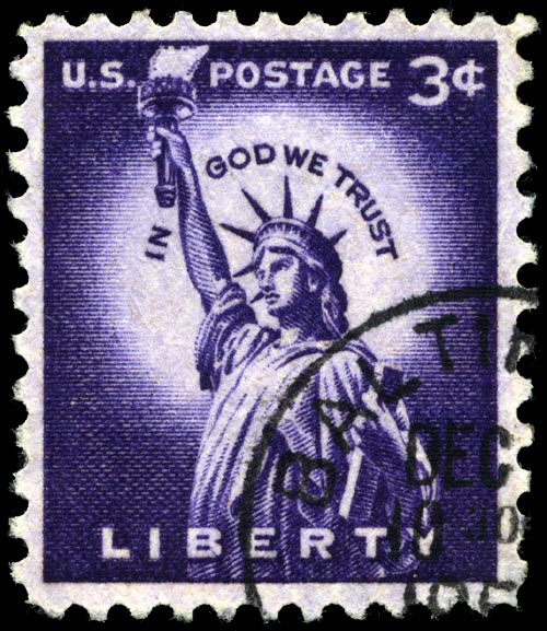 Statue of Liberty, postage stamp, USA, 1954 Stock Photo - Alamy