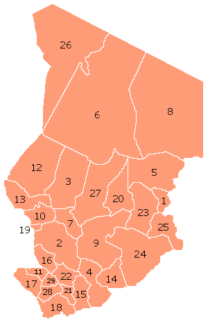 Departementen van Tsjaad