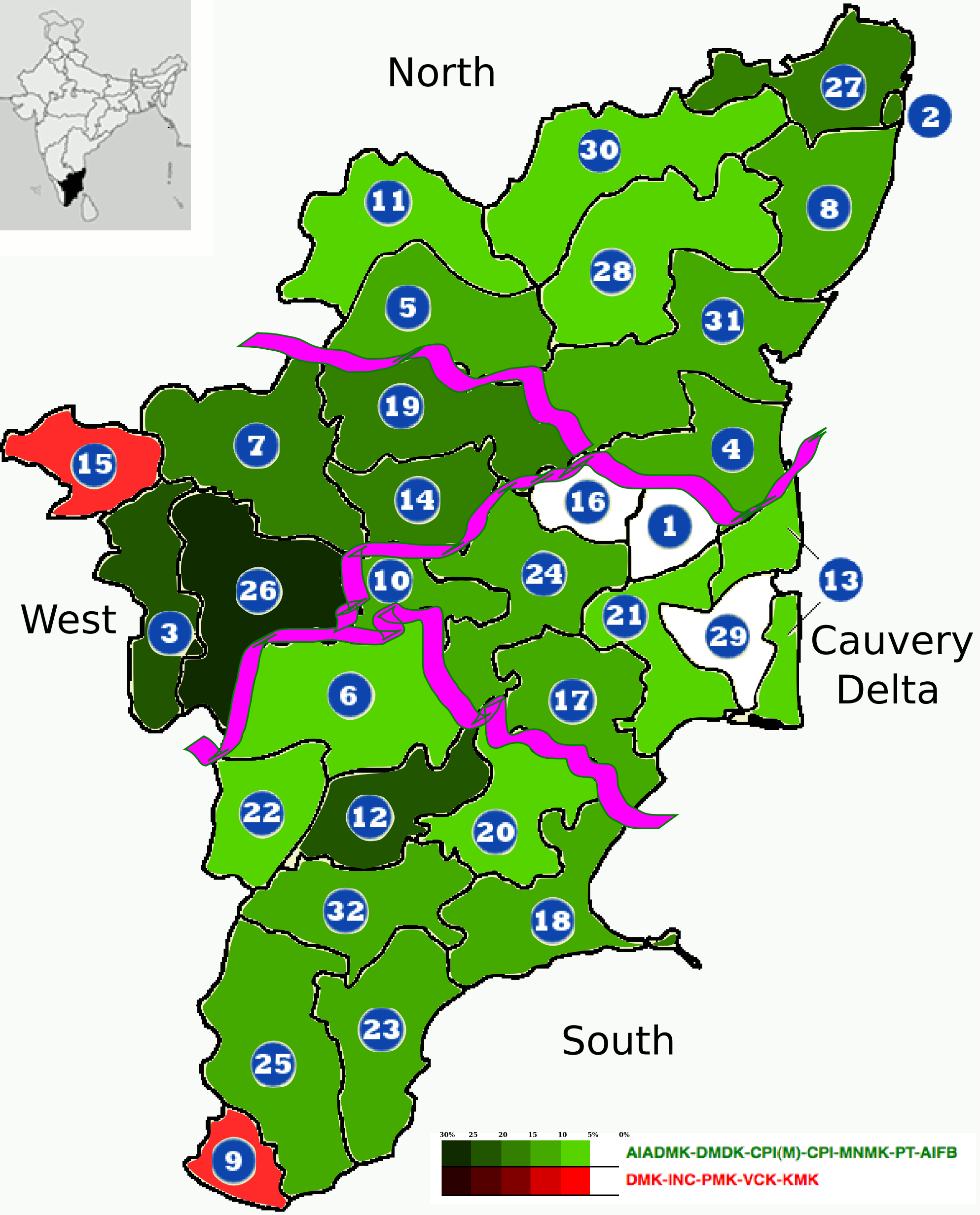 Tamil Nadu Map District Wise File:2011 Tamil Nadu Legislative Margin Wise Election Map By Districts.png  - Wikimedia Commons