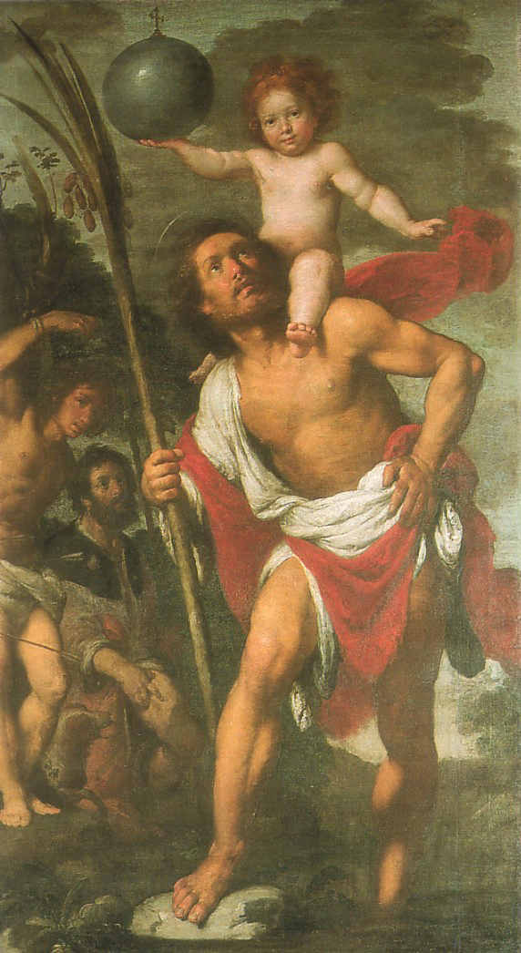 An image of St Christopher carrying Christ.