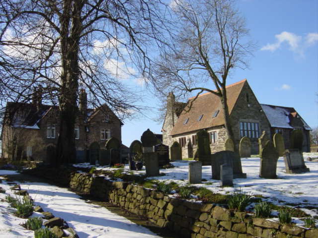 File:Gravestones and Church Hall, Barnston - geograph.org.uk - 131894.jpg