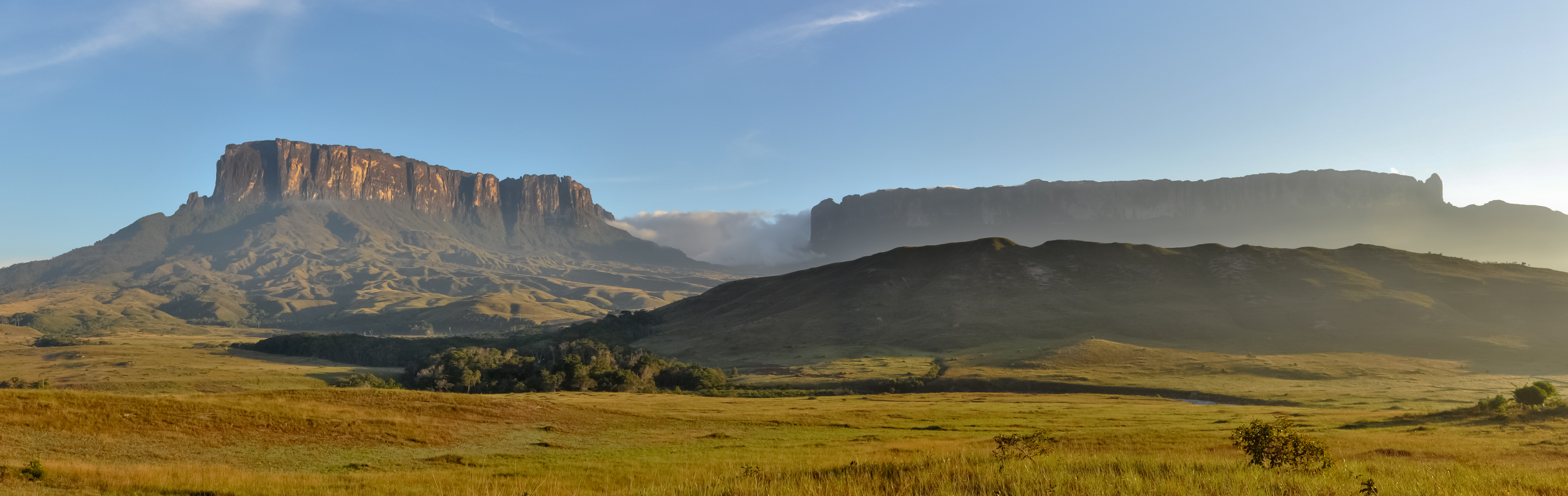 View of the tepuis Kukenan and Roraima in the Gran Sabana Canaima National Park Tepuis are among the attractions of the park these mountains are among