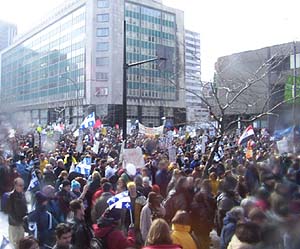 Protestors against the Iraq War in Montreal in March 2003