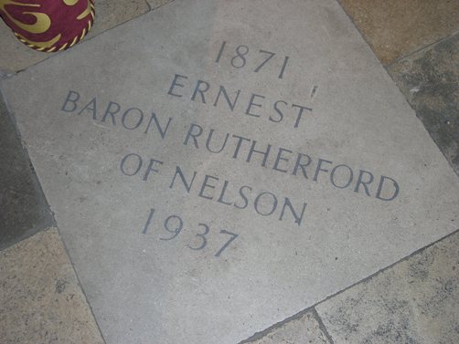 Lord Rutherford's grave in Westminster Abbey