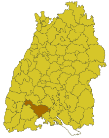 Elhelyezkedése Baden-Württemberg térképén