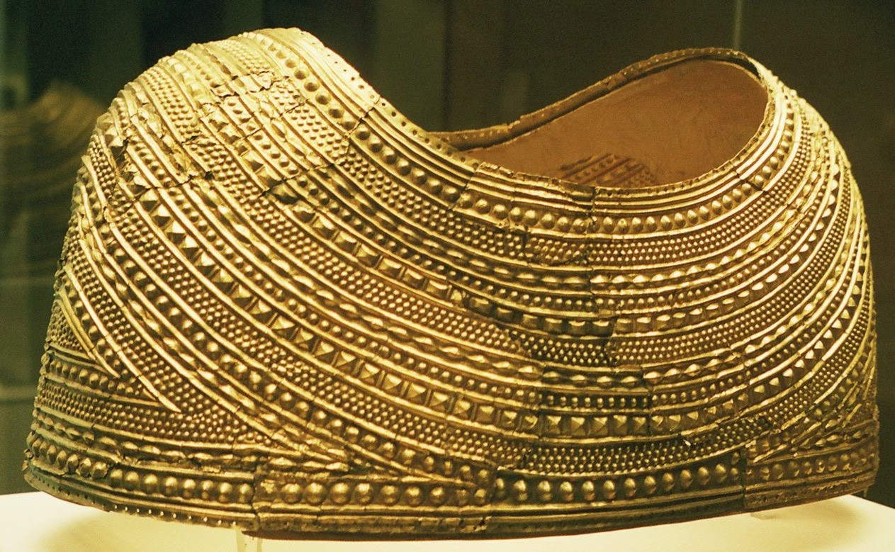 An example of an Bronze Age treasure from Wales: the Mold gold cape. circa 1900-1600 BC/ From Mold, Flintshire, North Wales