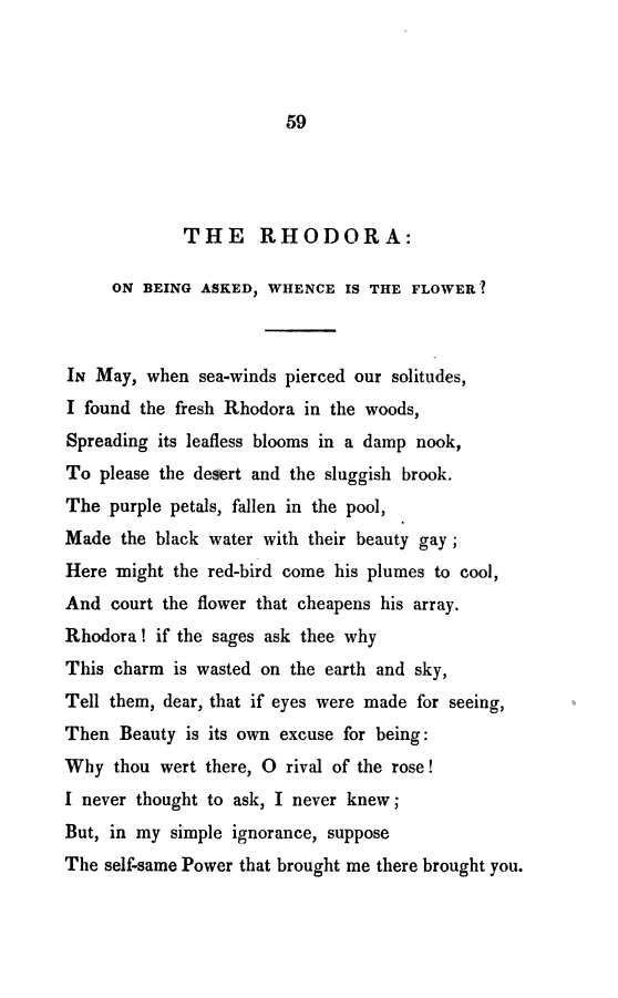 An overview of ralph waldo emersons poem the rhodora