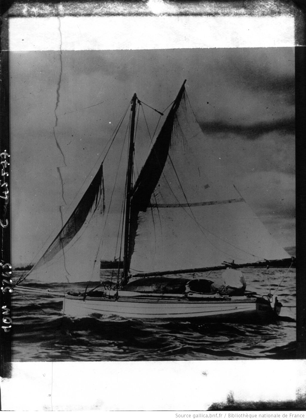 Fred Rebell on his 6 metre skiff 1932