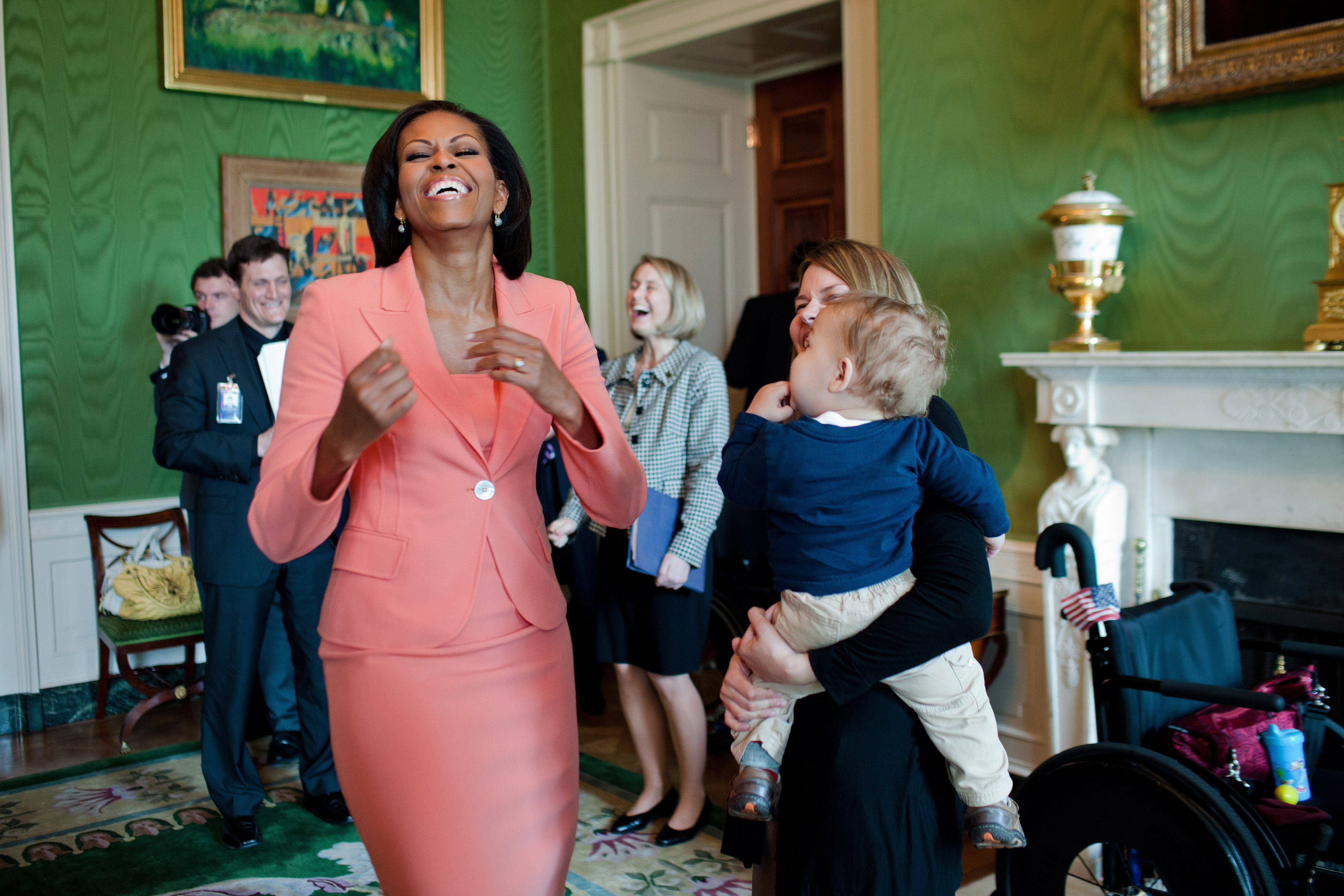 File Michelle Obama Laughs In The Green Room Of The White