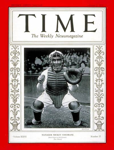 Mickey Cochrane in the cover of Time magazine in 1935