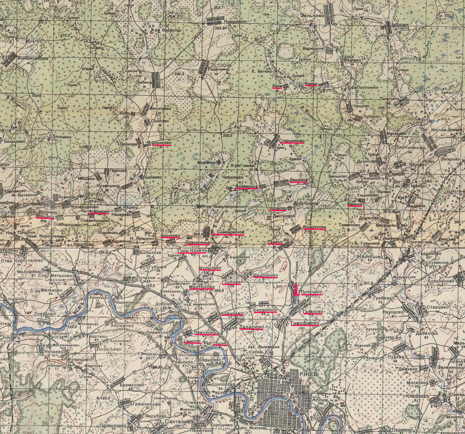 Карта калининской области подробная с деревнями на 1941 год