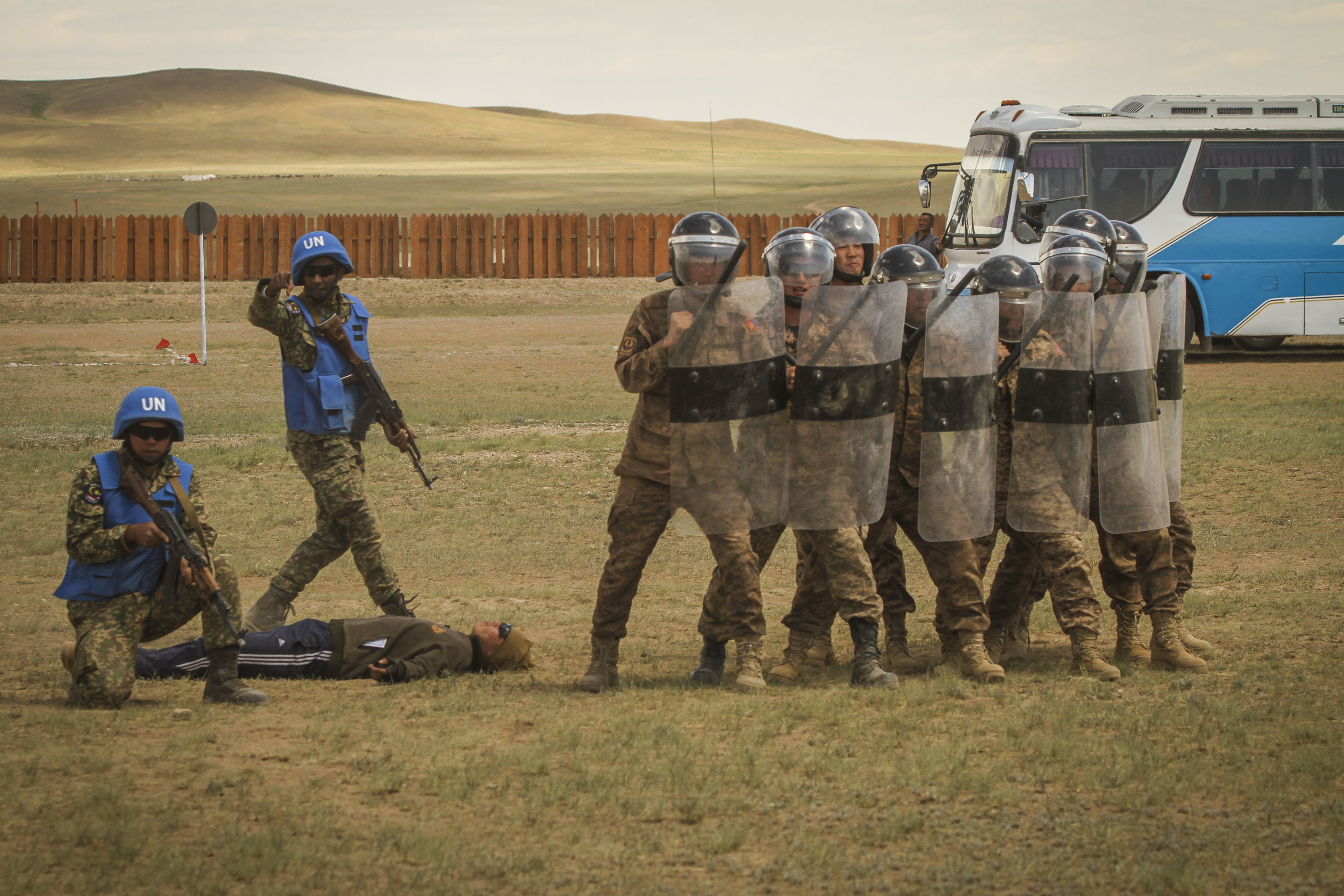 Riot control simulator. Riot Control Training. Mongolia Army. Mongolian Armed Forces.