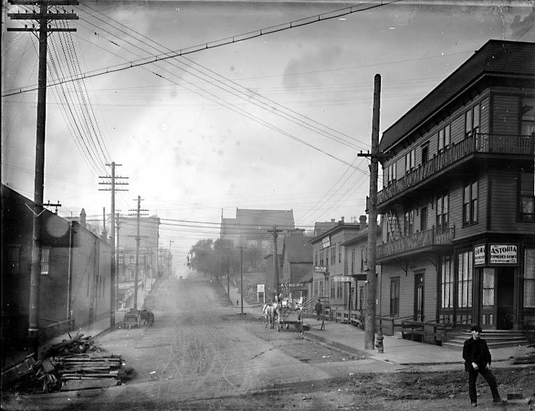 File:4th Ave, looking north from Terrace St, probably between 1880 and 1910 (SEATTLE 592).jpg