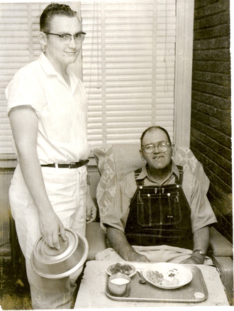 File:Caption- June, 1961. Pictured above is James Chapple, Newton Kans., who is now serving in VS as an orderly at the Eureka Home for the Aged. James has just delivered a tray to Floyd Schertz, a member (6942860944).jpg