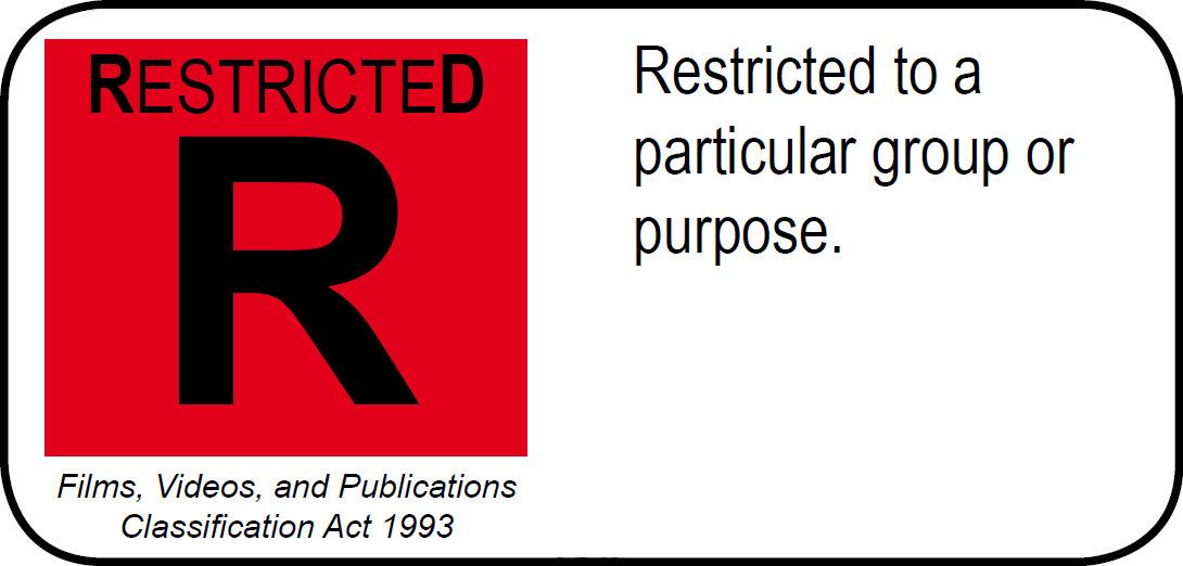 R label (Office of Film and Literature Classification, New Zealand).png